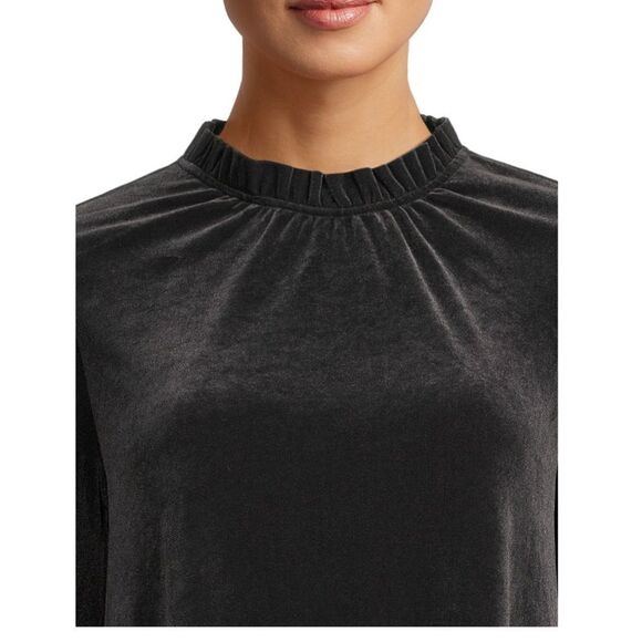 Velvet Ruffled Neck Dress - Picture 2 of 5